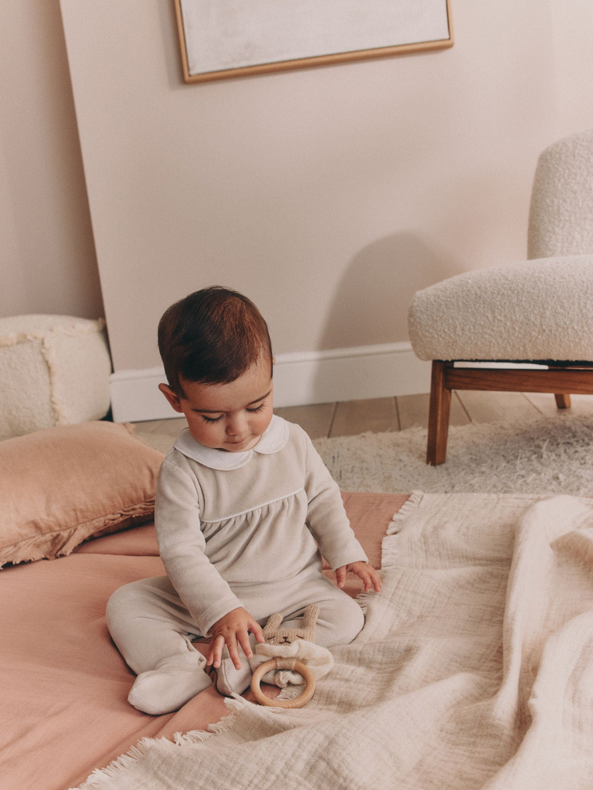 Neutral Collared Baby Sleepsuit (0-2yrs) - image 1