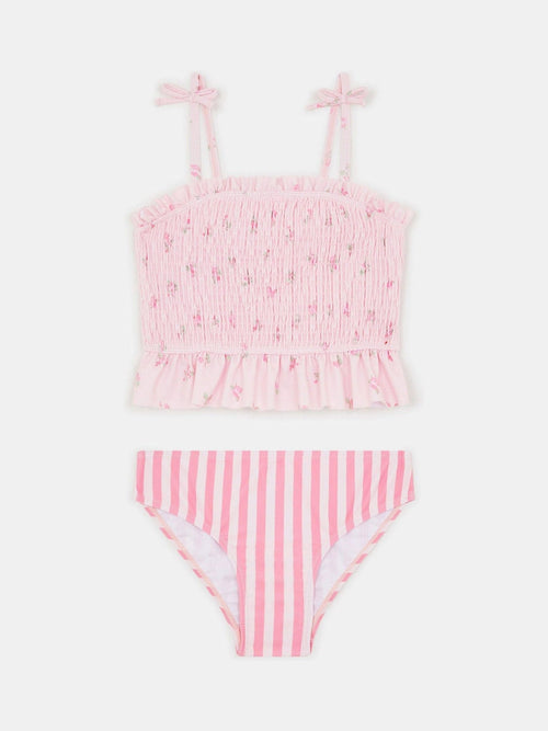 Dsiney Kidz - Angels By Accessorize Pink Floral Stripe Tankini Set image 1