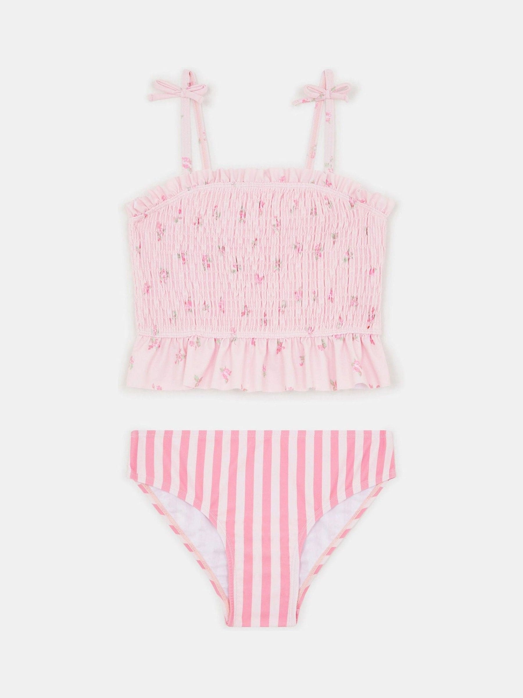 Angels By Accessorize Pink Floral Stripe Tankini Set image 1