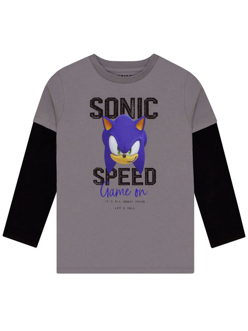 Character Grey Sonic The Hedgehog Long Sleeve T-Shirt image 1