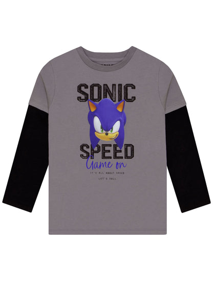 Character Grey Sonic The Hedgehog Long Sleeve T-Shirt image 1
