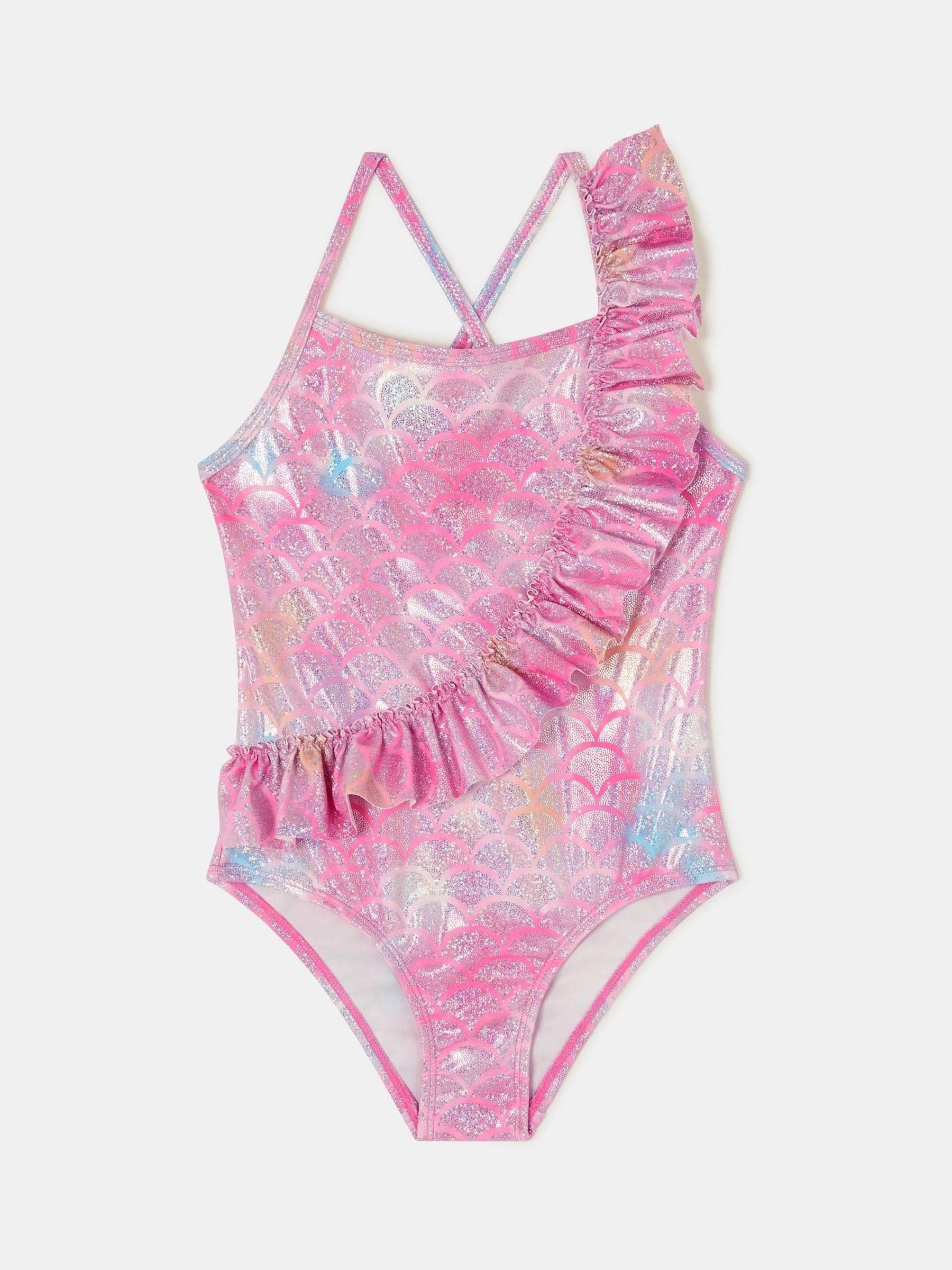 Angels By Accessorize Pink Sparkle Frill Mermaid Swimsuit image 1