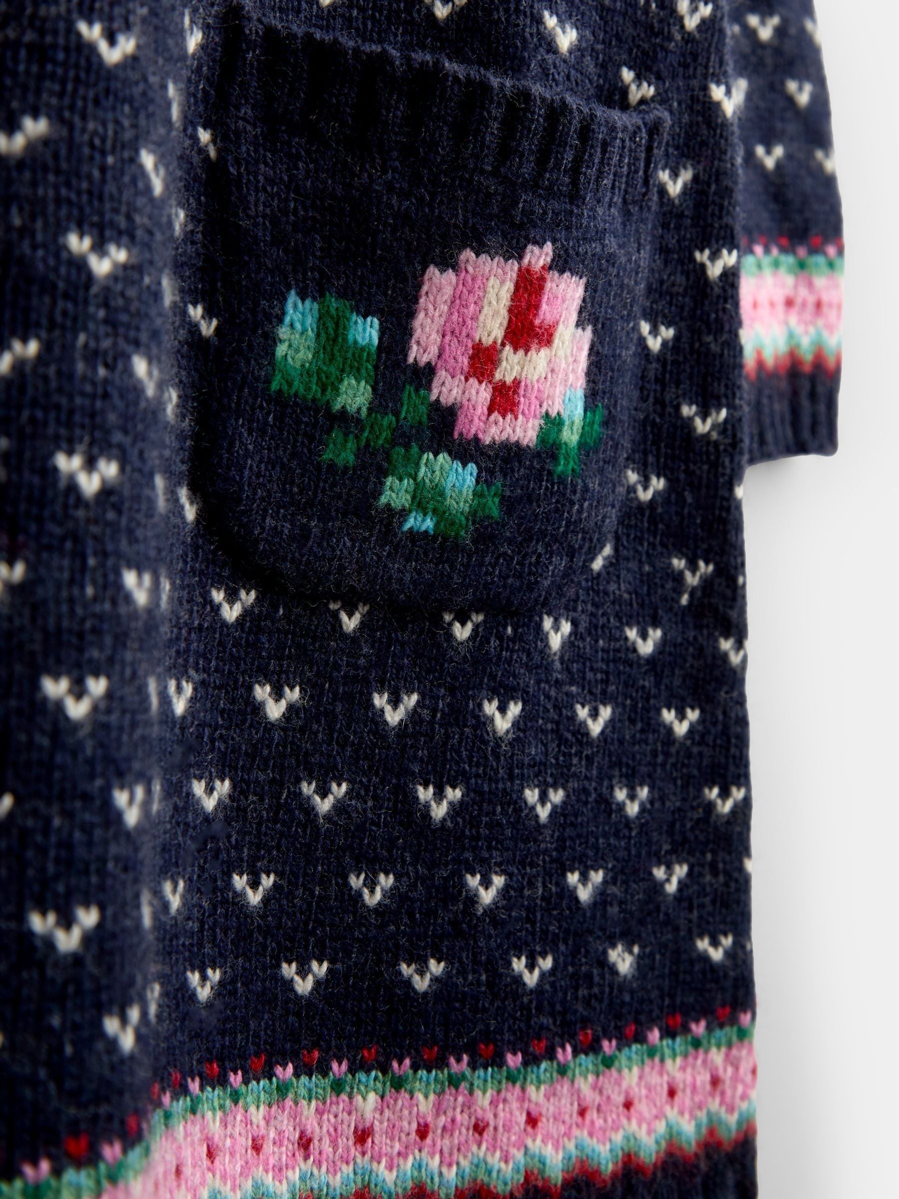 Dsiney Kidz - Jojo Maman Bébé Navy Blue Rose Fairisle Knitted Dress image 3