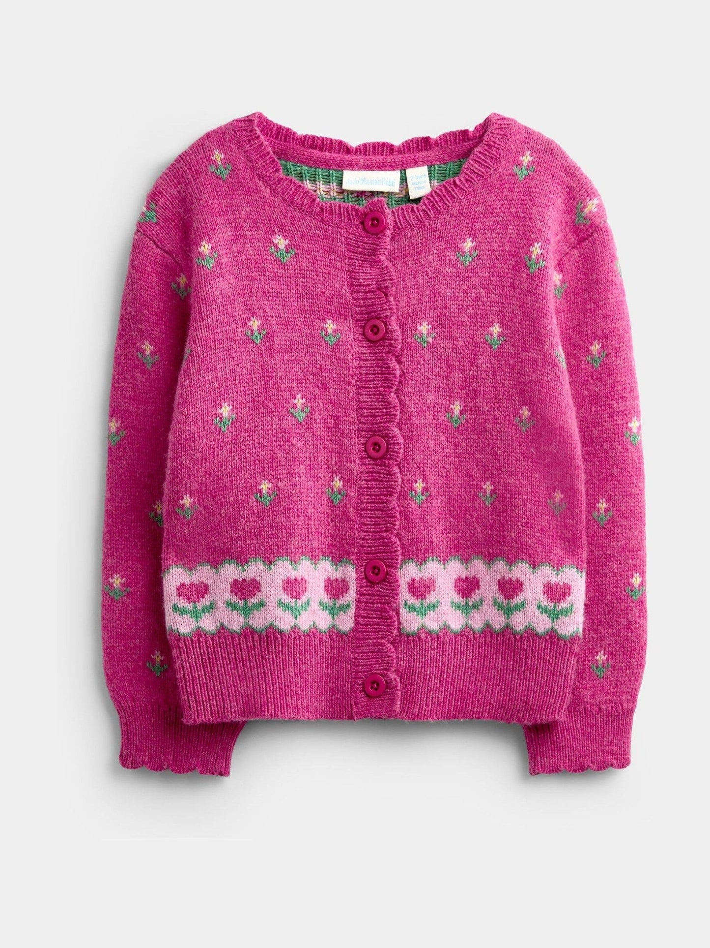 Dsiney Kidz - JoJo Maman Bébé Fuchsia Pink Floral Cardigan & Beret Set image 2