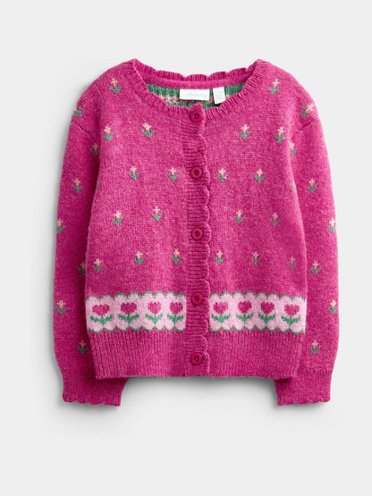 Dsiney Kidz - JoJo Maman Bébé Fuchsia Pink Floral Cardigan & Beret Set image 2