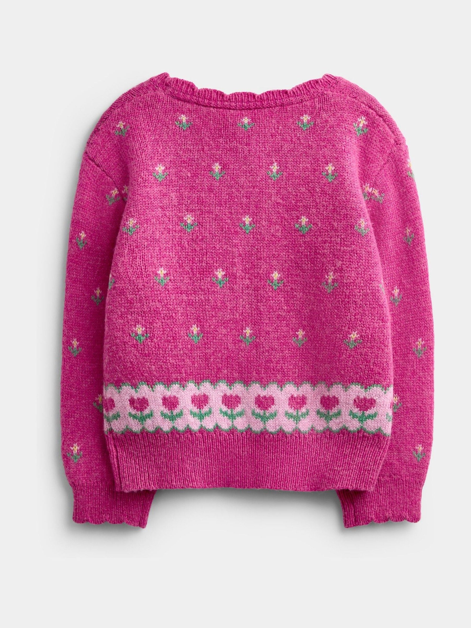Dsiney Kidz - JoJo Maman Bébé Fuchsia Pink Floral Cardigan & Beret Set image 3
