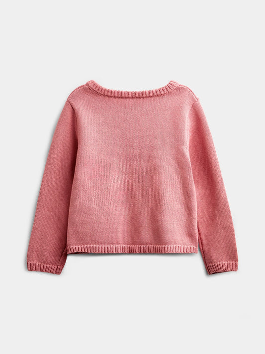 Dsiney Kidz - JoJo Maman Bébé Dusky Pink Mouse Pet In Pocket Appliqué Cotton Cardigan image 2