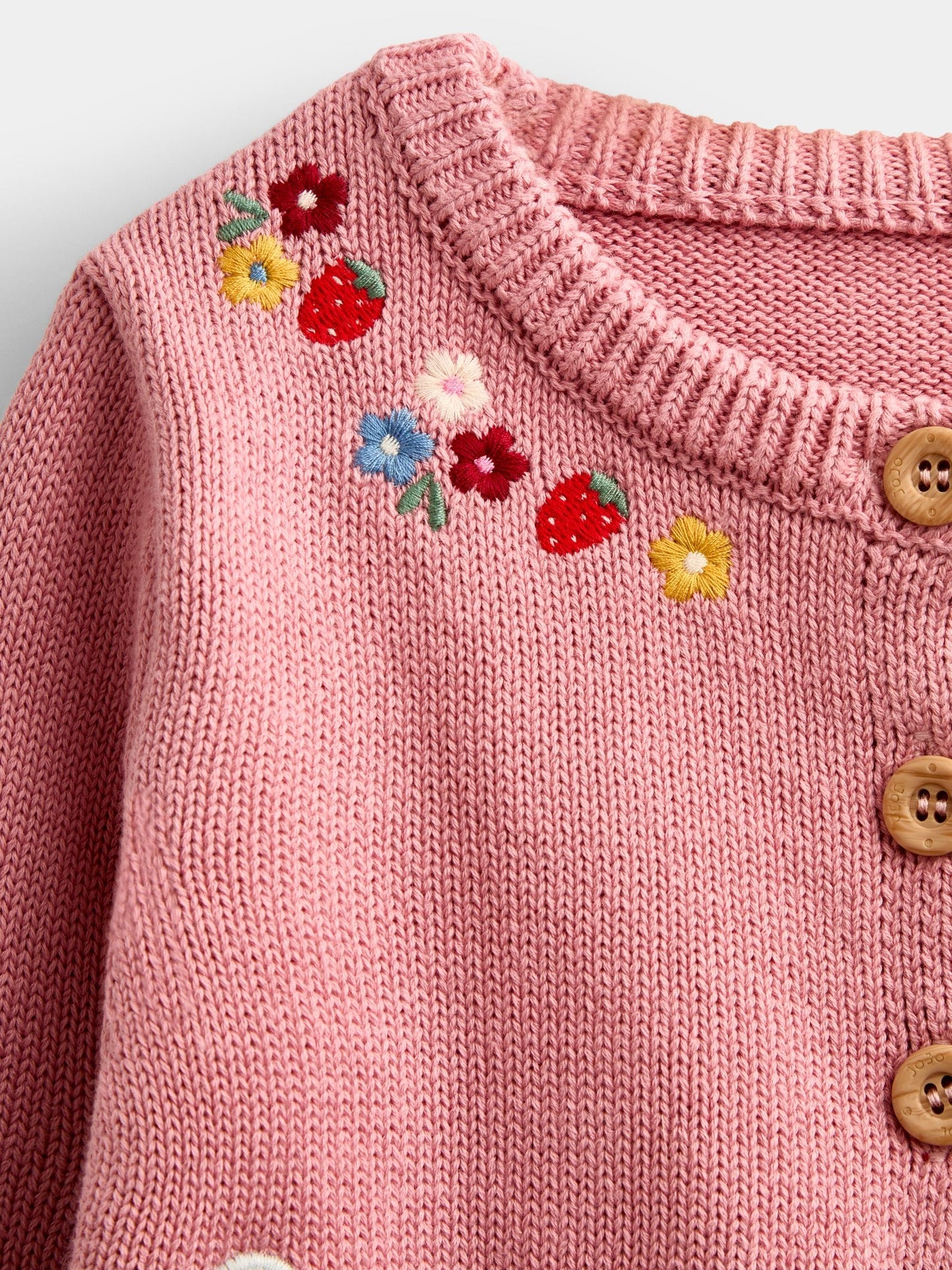 Dsiney Kidz - JoJo Maman Bébé Dusky Pink Mouse Pet In Pocket Appliqué Cotton Cardigan image 3