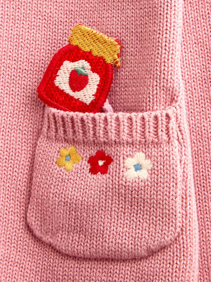 Dsiney Kidz - JoJo Maman Bébé Dusky Pink Mouse Pet In Pocket Appliqué Cotton Cardigan image 4
