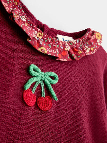 Dsiney Kidz - Jojo Maman Bébé Burgundy Red Cherry Knitted Combo Dress image 3