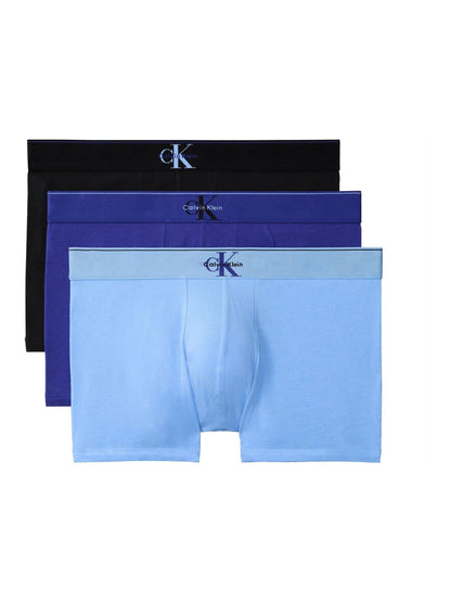 Dsiney Kidz - Calvin Klein Blue Graphic Monogram Cotton Stretch Trunks 3 Pack image 1