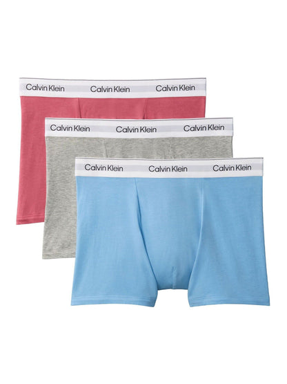 Dsiney Kidz - Calvin Klein Blue/Grey/Pink Icon Cotton Stretch Boxer Trunks 3 Pack image 1