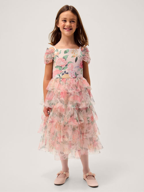 Monsoon Pink Agnes Floral Print Ruffle Tier Dress image 1