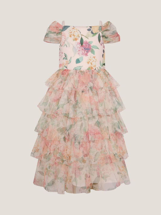 Monsoon Pink Agnes Floral Print Ruffle Tier Dress image 2