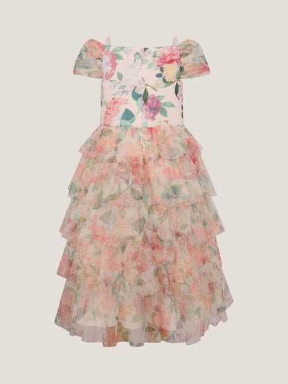 Monsoon Pink Agnes Floral Print Ruffle Tier Dress image 3