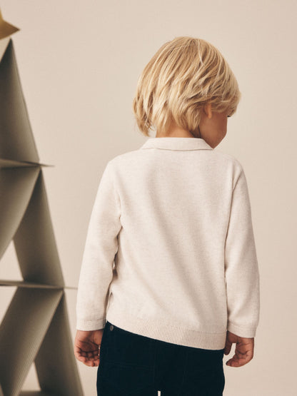 Ecru Christmas Knitted Polo Shirt (3mths-7yrs) - image 3