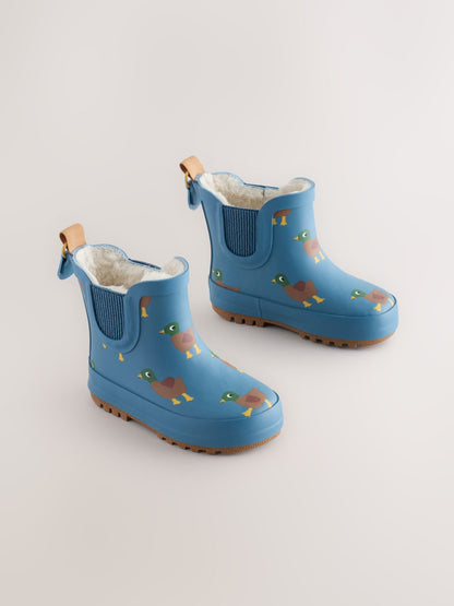 Dsiney Kidz - Blue/Brown Duck Warm Lined Ankle Wellies image 1