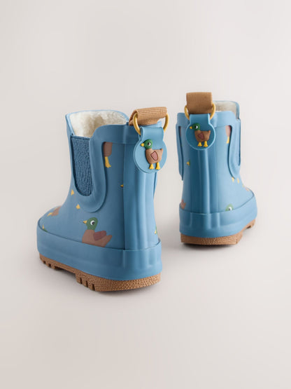 Dsiney Kidz - Blue/Brown Duck Warm Lined Ankle Wellies image 4