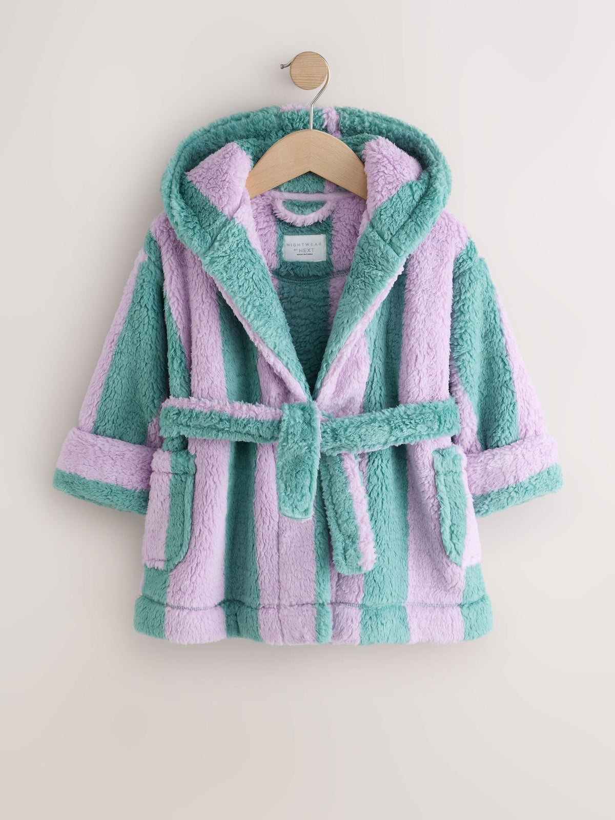 Purple/Green Stripe Fleece Dressing Gown (9mths-16yrs) - image 1