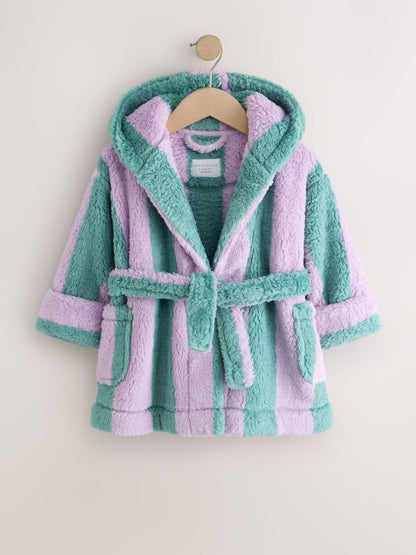 Purple/Green Stripe Fleece Dressing Gown (9mths-16yrs) - image 1