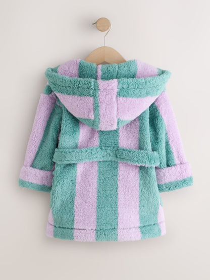 Purple/Green Stripe Fleece Dressing Gown (9mths-16yrs) - image 2