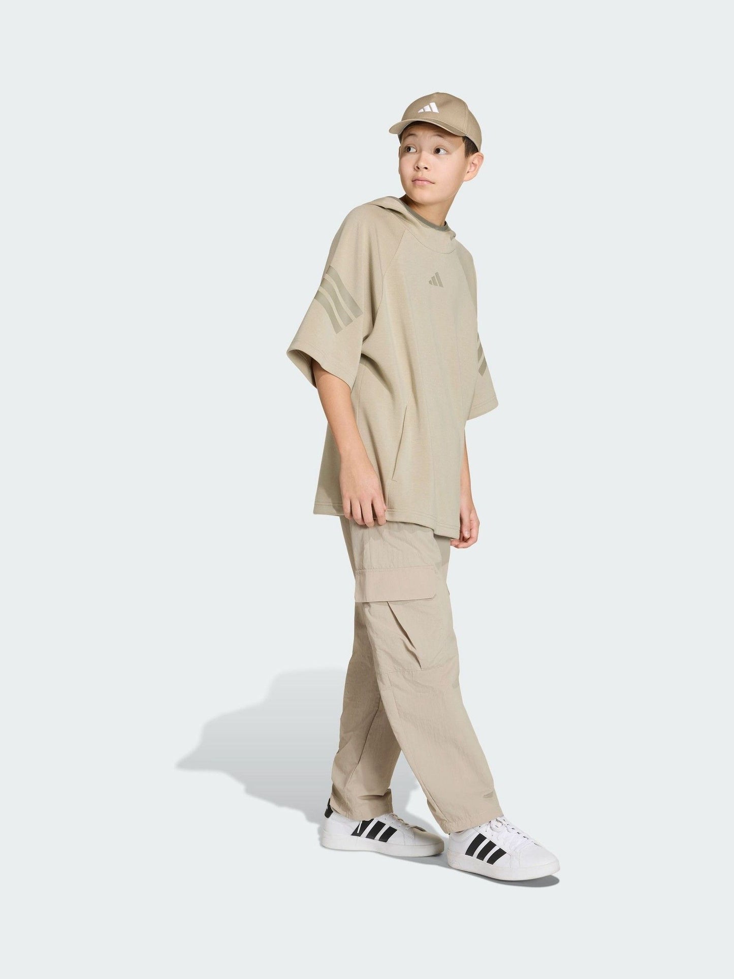 Dsiney Kidz - adidas Originals Brown Future Icons 3 Stripes Short Sleeve Hoodie image 1