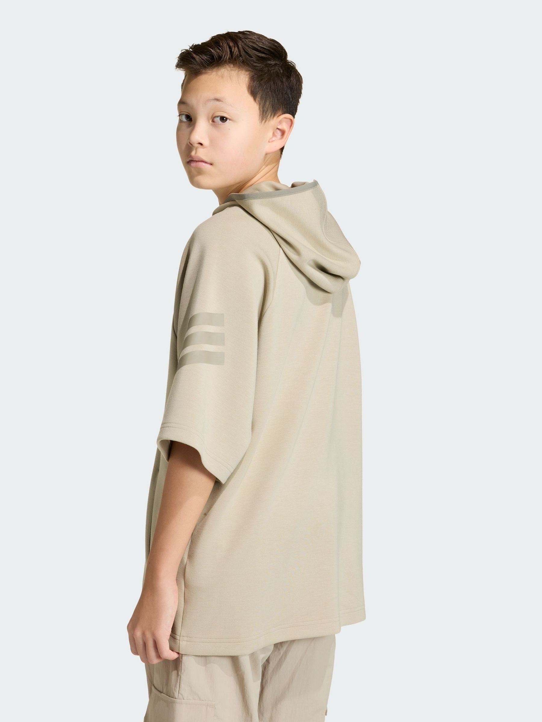 Dsiney Kidz - adidas Originals Brown Future Icons 3 Stripes Short Sleeve Hoodie image 2