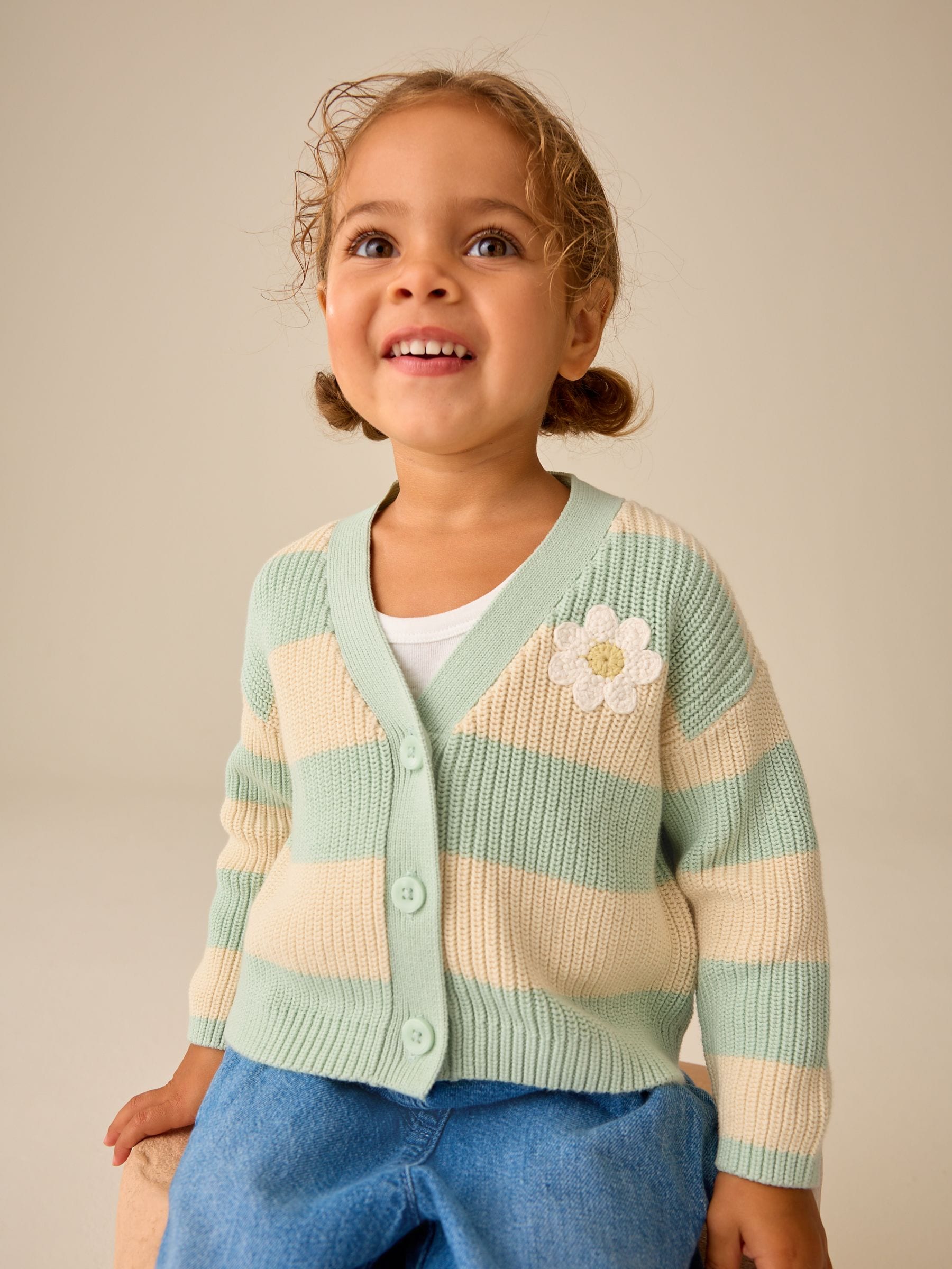 Dsiney Kidz - Blue and Ecru Daisy Days V-Neck Cardigan (3mths-7yrs) image 2