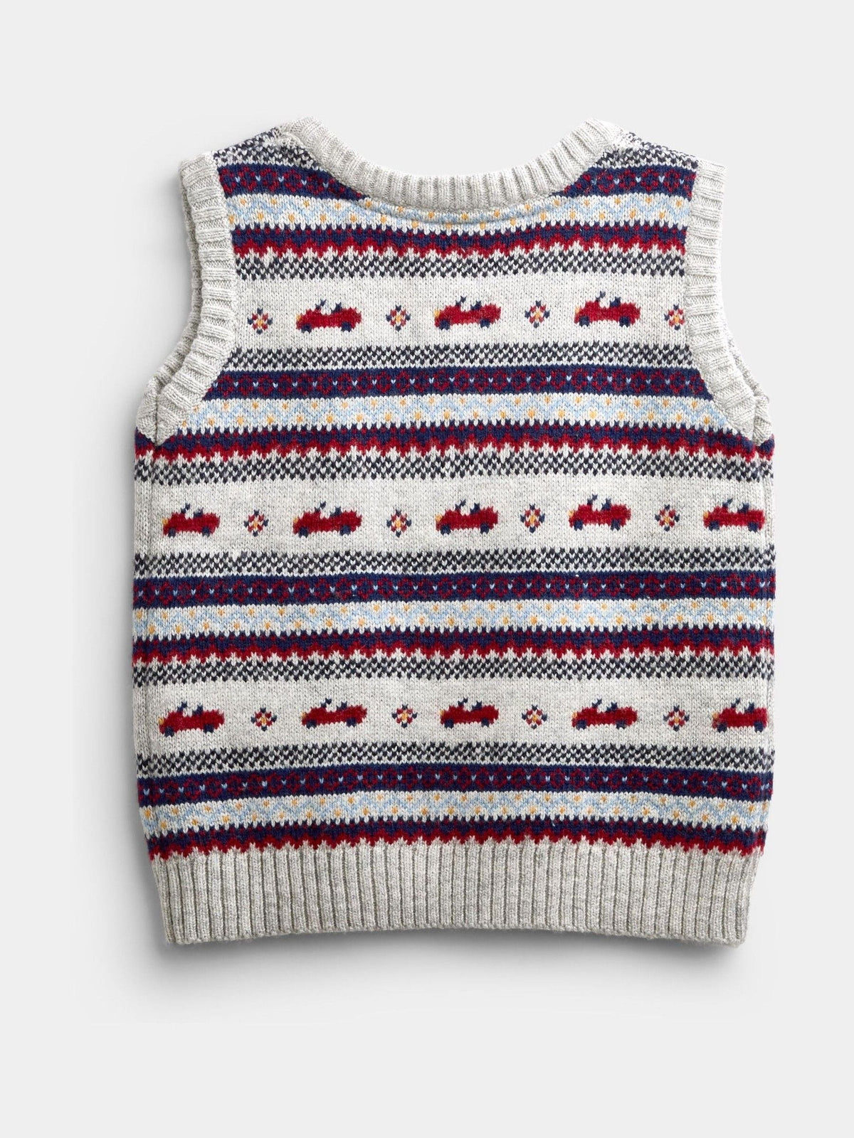 JoJo Maman Bébé Grey Marl Classic Car Fairisle Knitted Jumper - image 2
