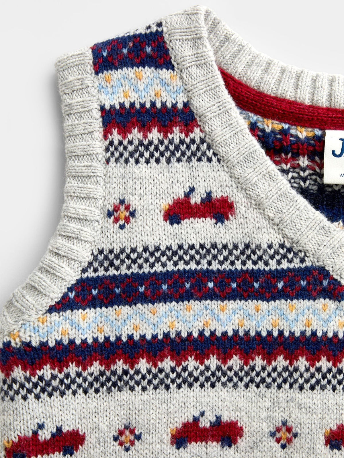 JoJo Maman Bébé Grey Marl Classic Car Fairisle Knitted Jumper - image 3