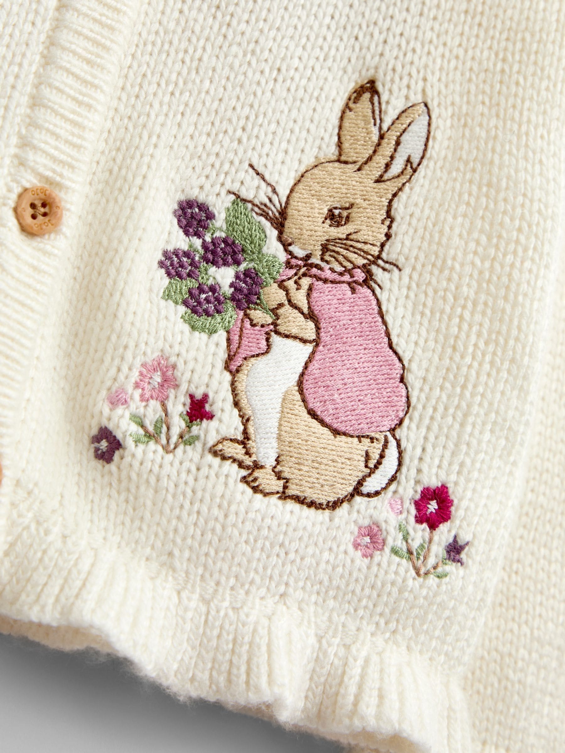 Dsiney Kidz - JoJo Maman Bébé Cream Peter Rabbit Flopsy Knit Cardigan image 3