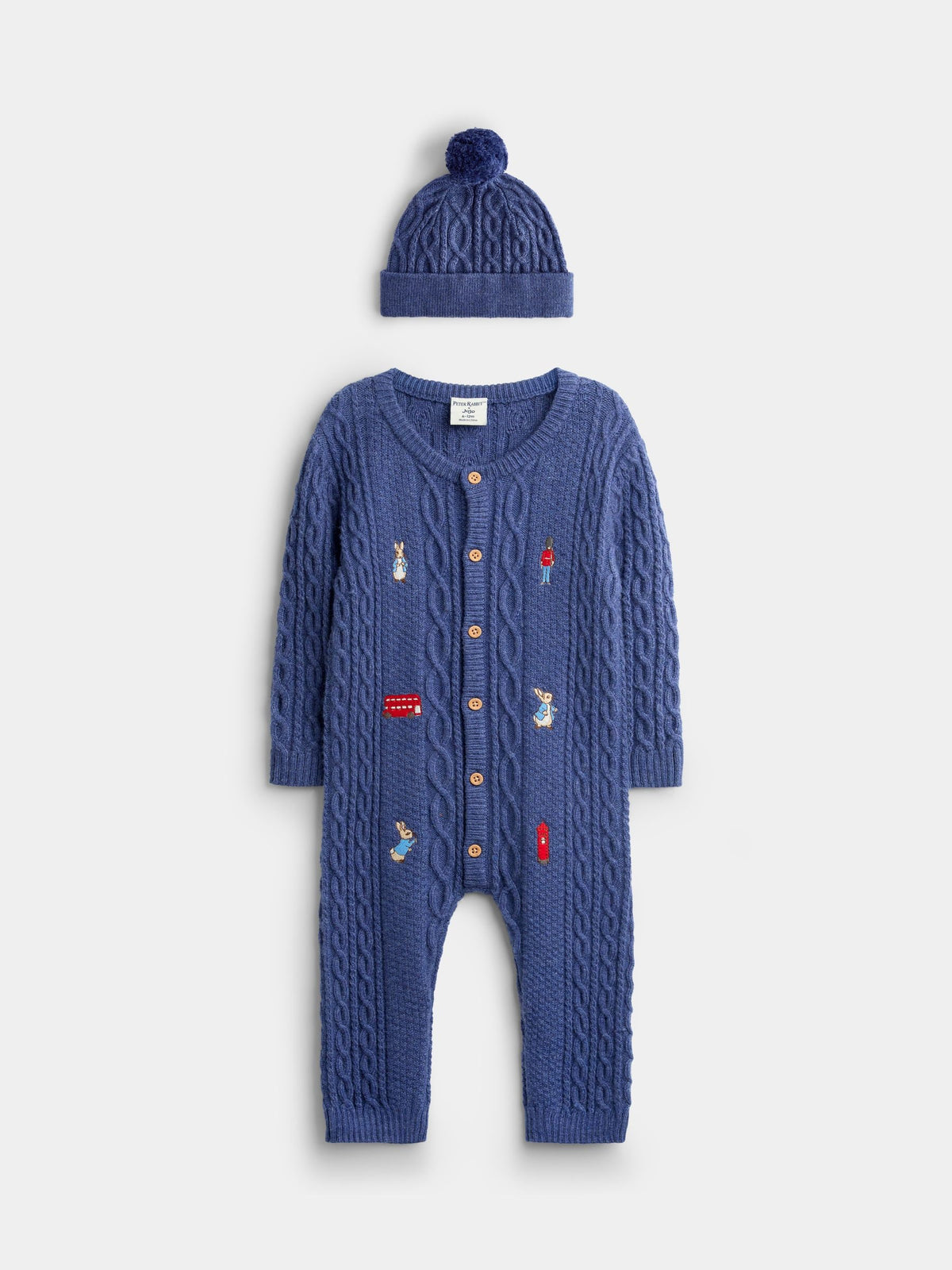 JoJo Maman Bébé Blue Peter Rabbit London Knitted All-In-One - image 1