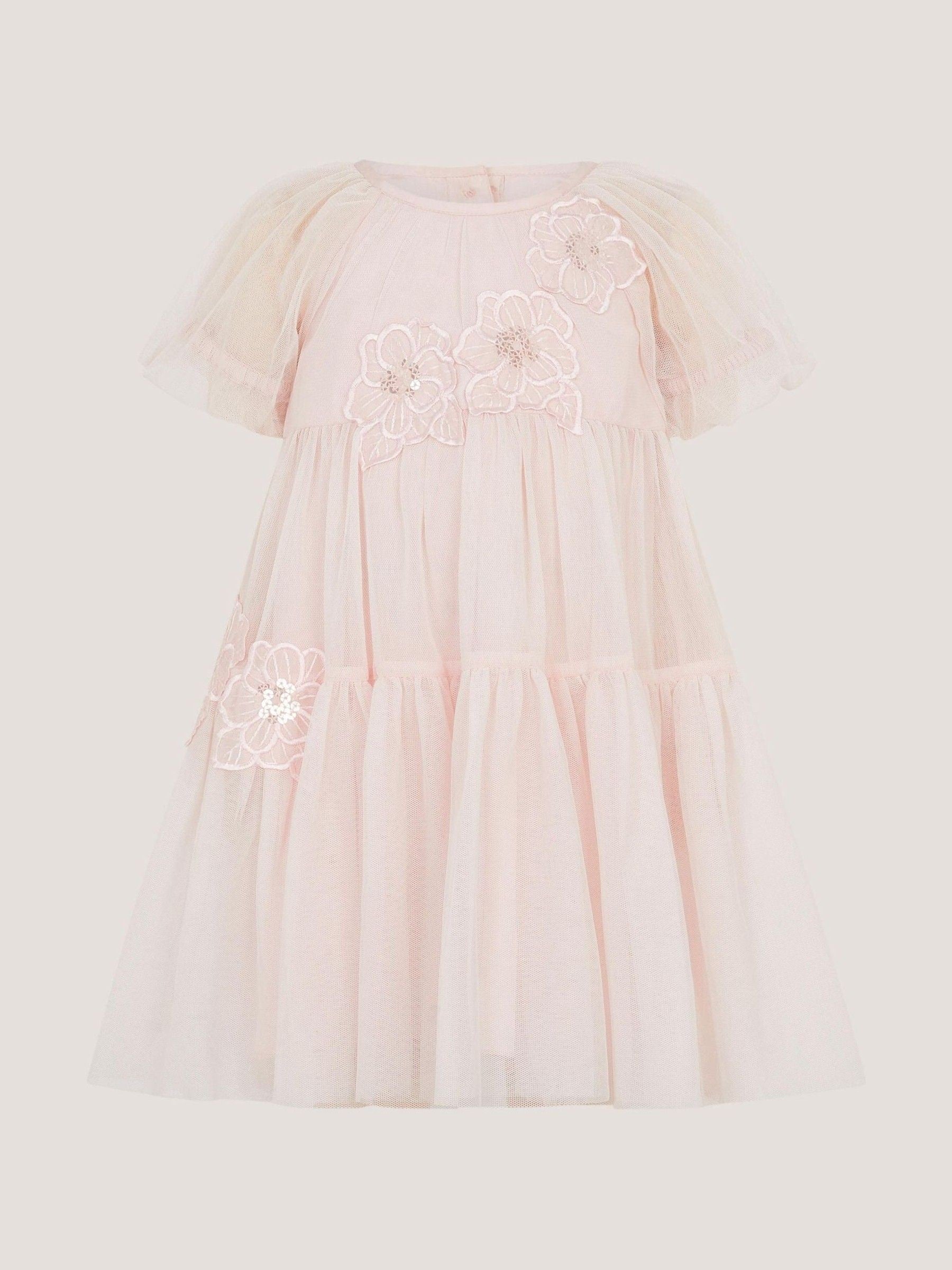 Monsoon Pink Baby Leila Embroidered Tulle Party Dress image 1