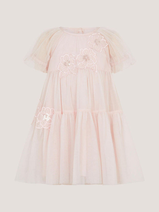 Monsoon Pink Baby Leila Embroidered Tulle Party Dress image 1