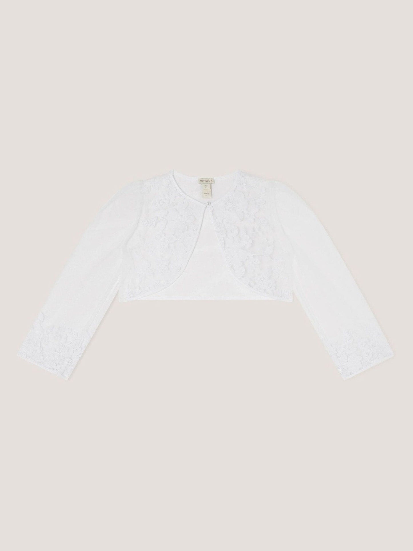 Monsoon White Felicity Embroidered Mesh Cardigan image 1