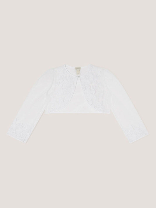 Monsoon White Felicity Embroidered Mesh Cardigan image 1