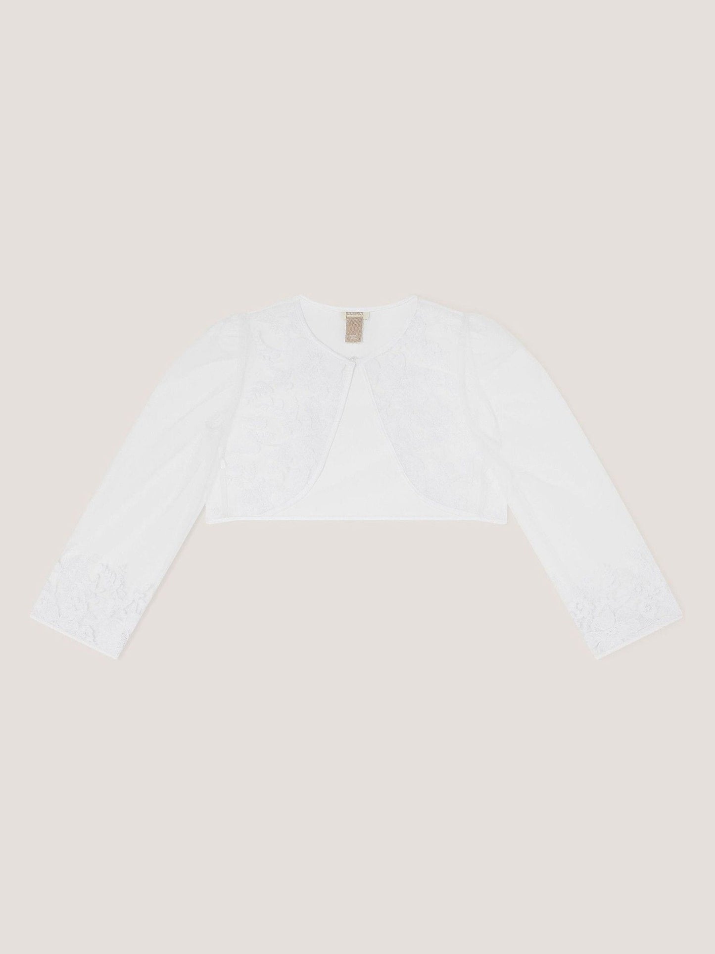 Monsoon White Felicity Embroidered Mesh Cardigan image 2