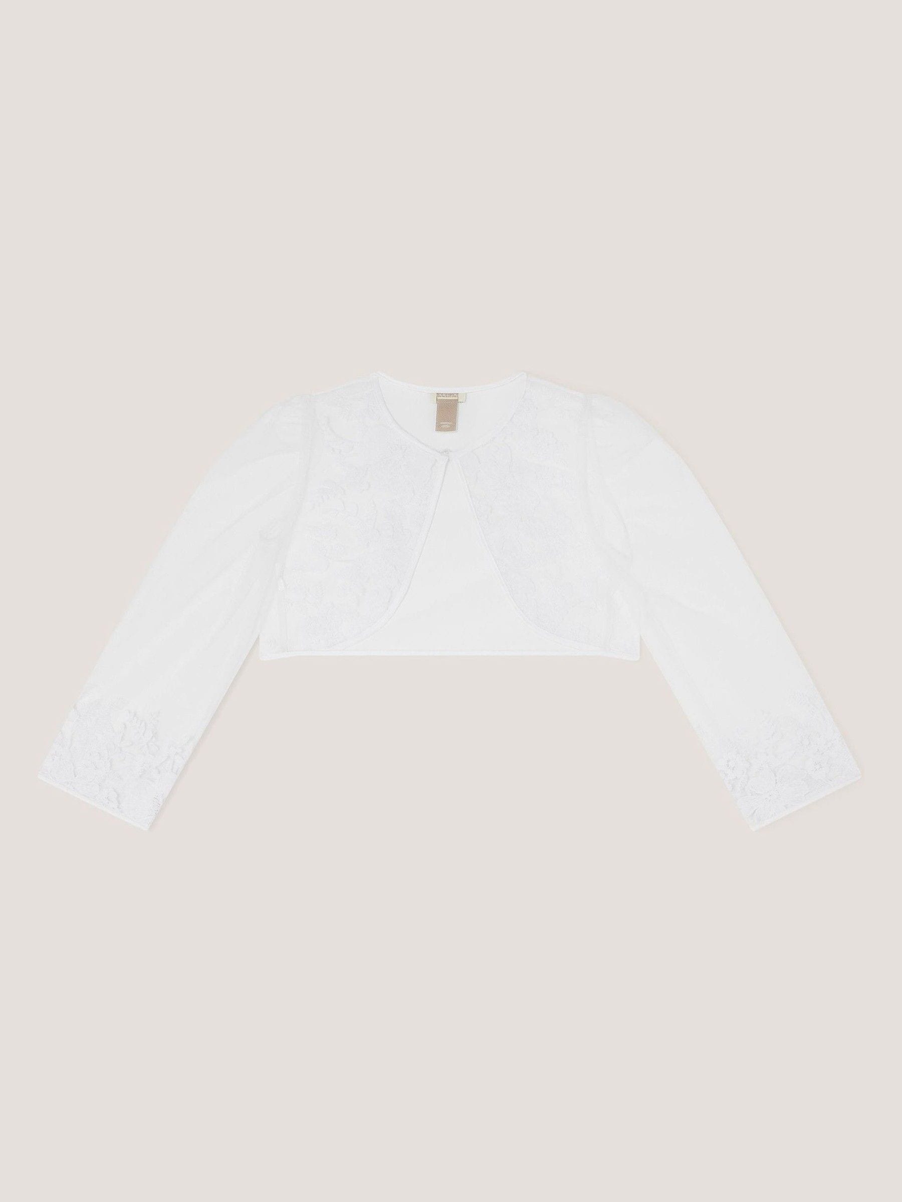 Monsoon White Felicity Embroidered Mesh Cardigan image 2