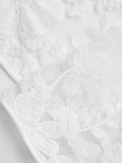 Monsoon White Felicity Embroidered Mesh Cardigan image 3