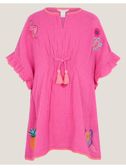 Monsoon Pink Embroidered Cotton Kaftan image 2