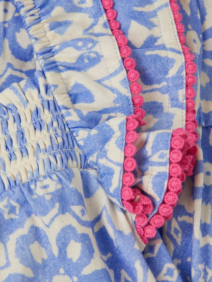 Monsoon Blue Batik Print Ruffle Top & Skirt Set image 3