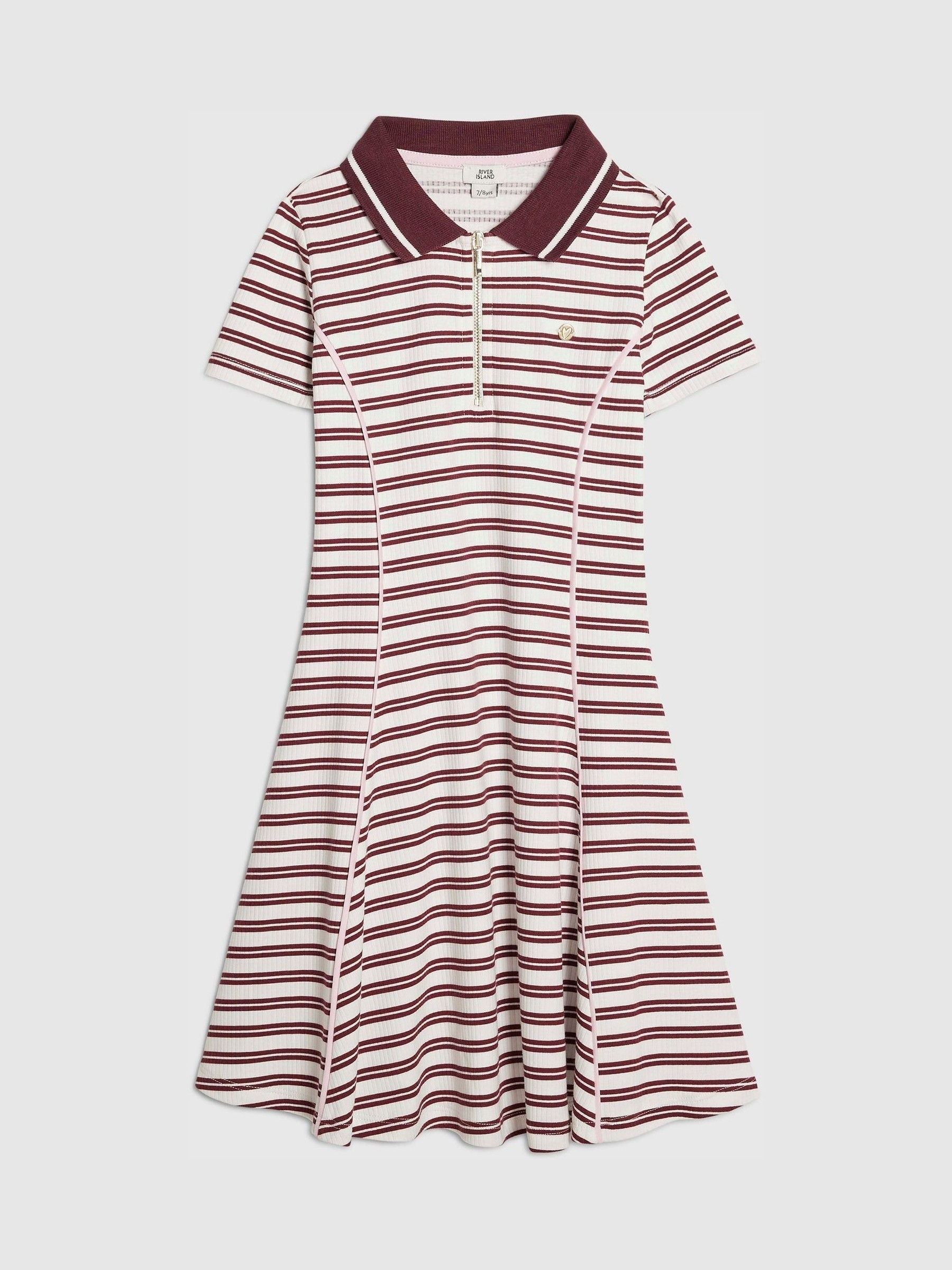 Dsiney Kidz - River Island Red Stripe Rib Polo Dress image 1