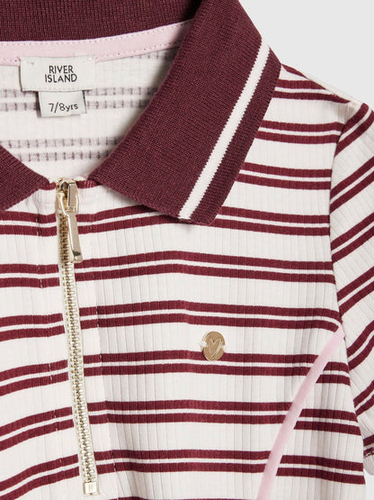 Dsiney Kidz - River Island Red Stripe Rib Polo Dress image 3