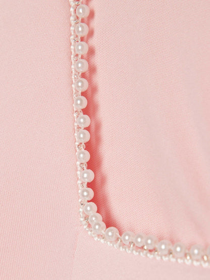 River Island Pink Puff Sleeve Scuba Bow Dress image 3