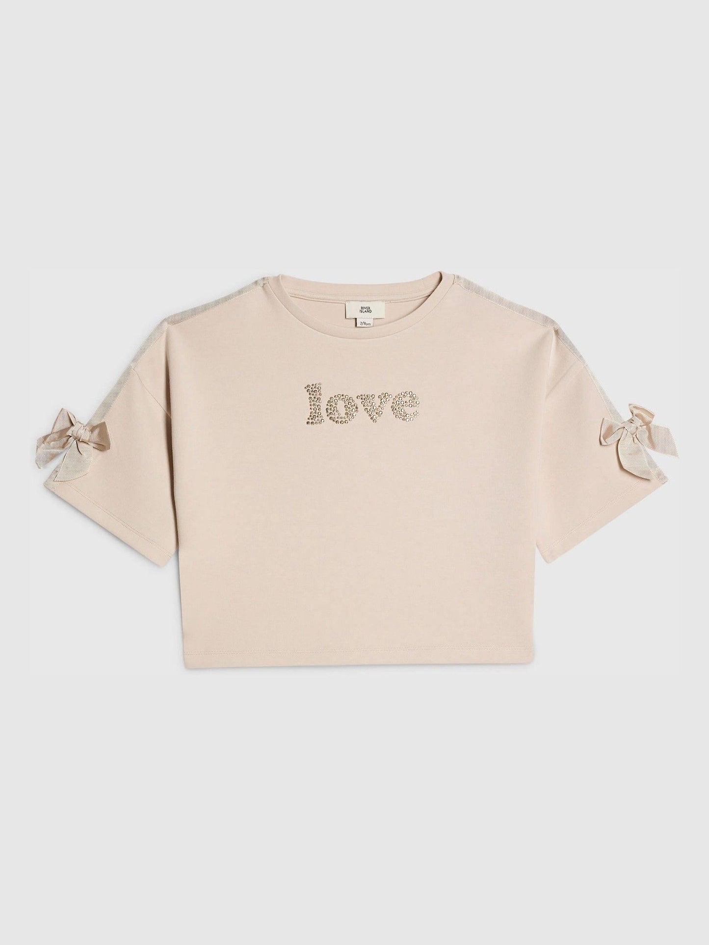 Dsiney Kidz - River Island Cream Premium Love Diamante T-Shirt image 1