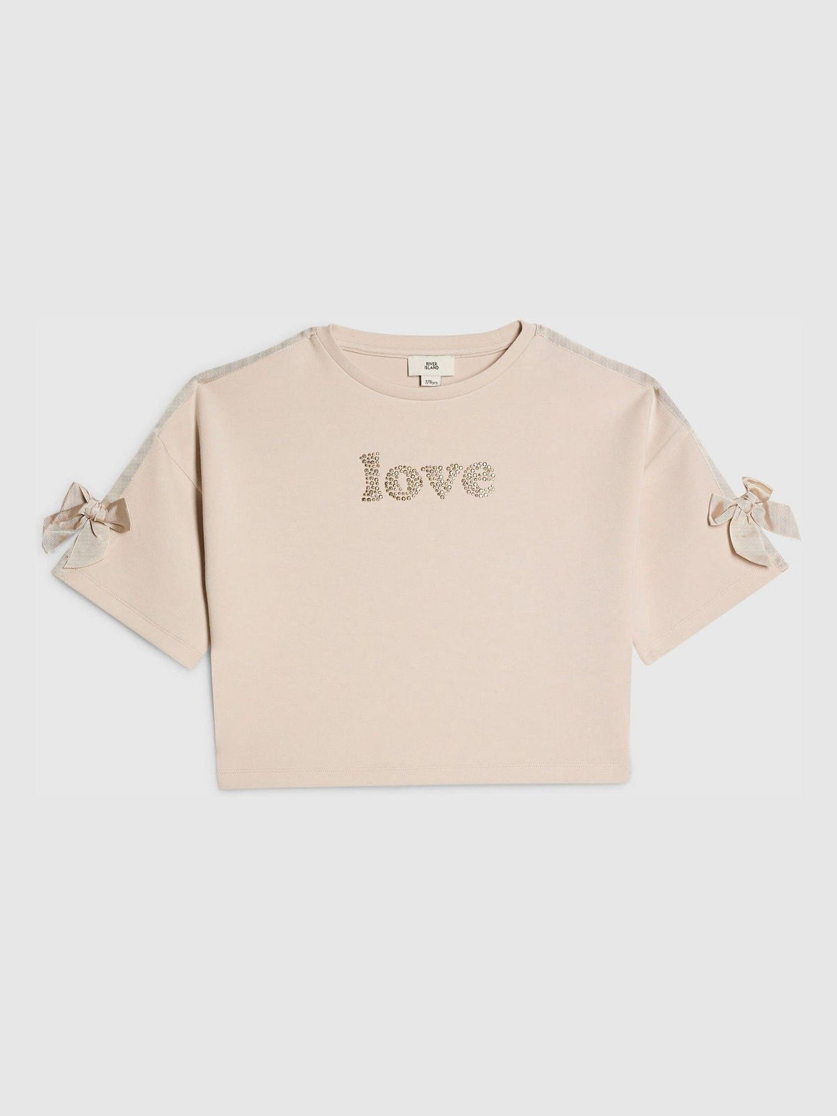 Dsiney Kidz - River Island Cream Premium Love Diamante T-Shirt image 1