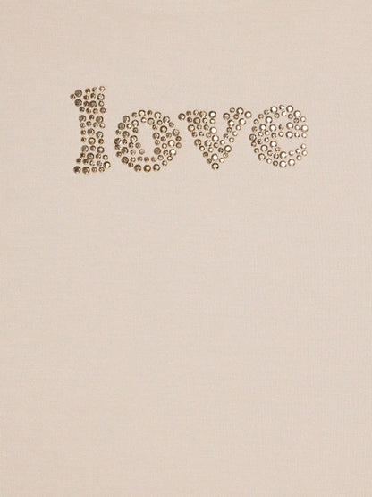 Dsiney Kidz - River Island Cream Premium Love Diamante T-Shirt image 3