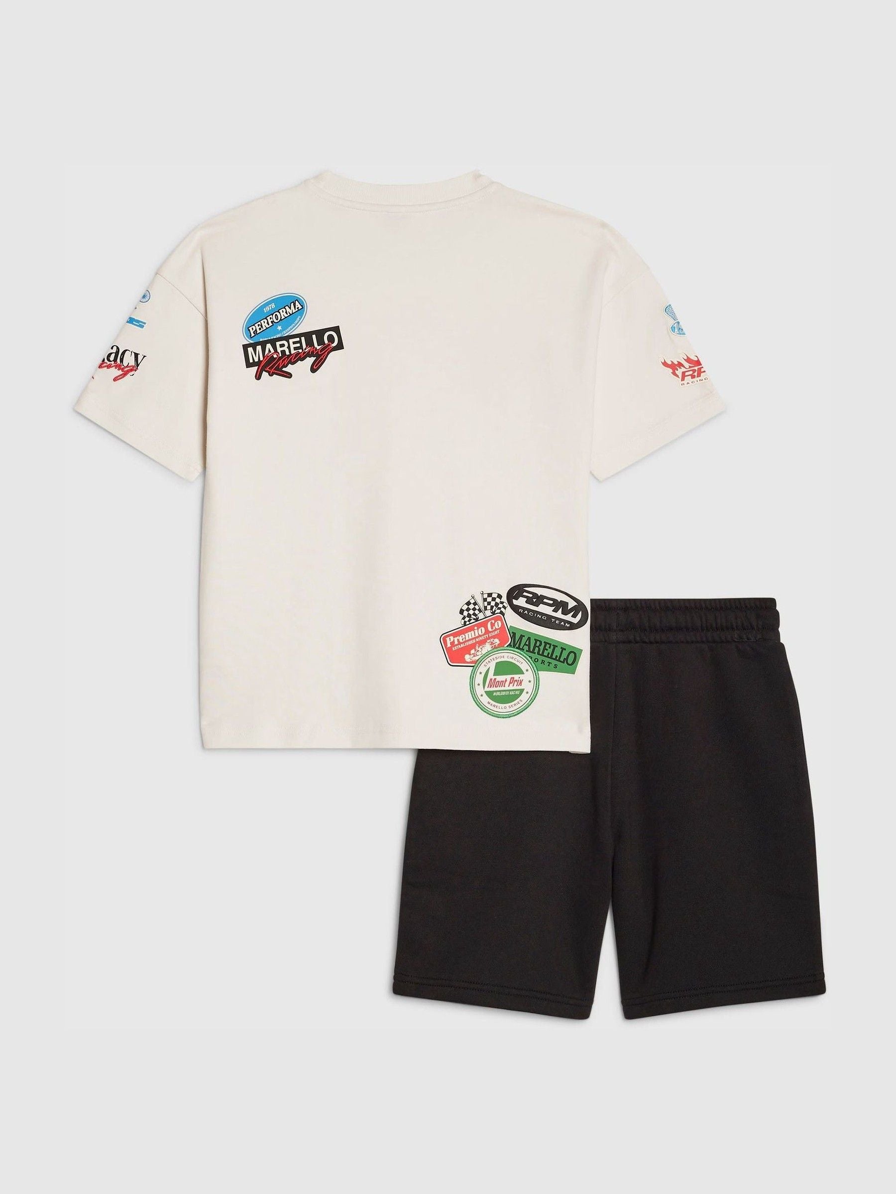 Dsiney Kidz - River Island White Oversized Badge T-Shirt & Short Set image 2