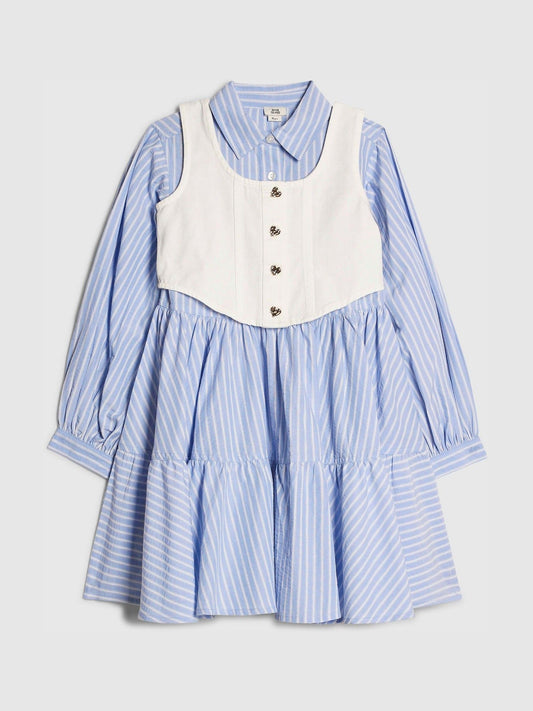 River Island Blue Stripe Hybrid Shirt Dress image 1