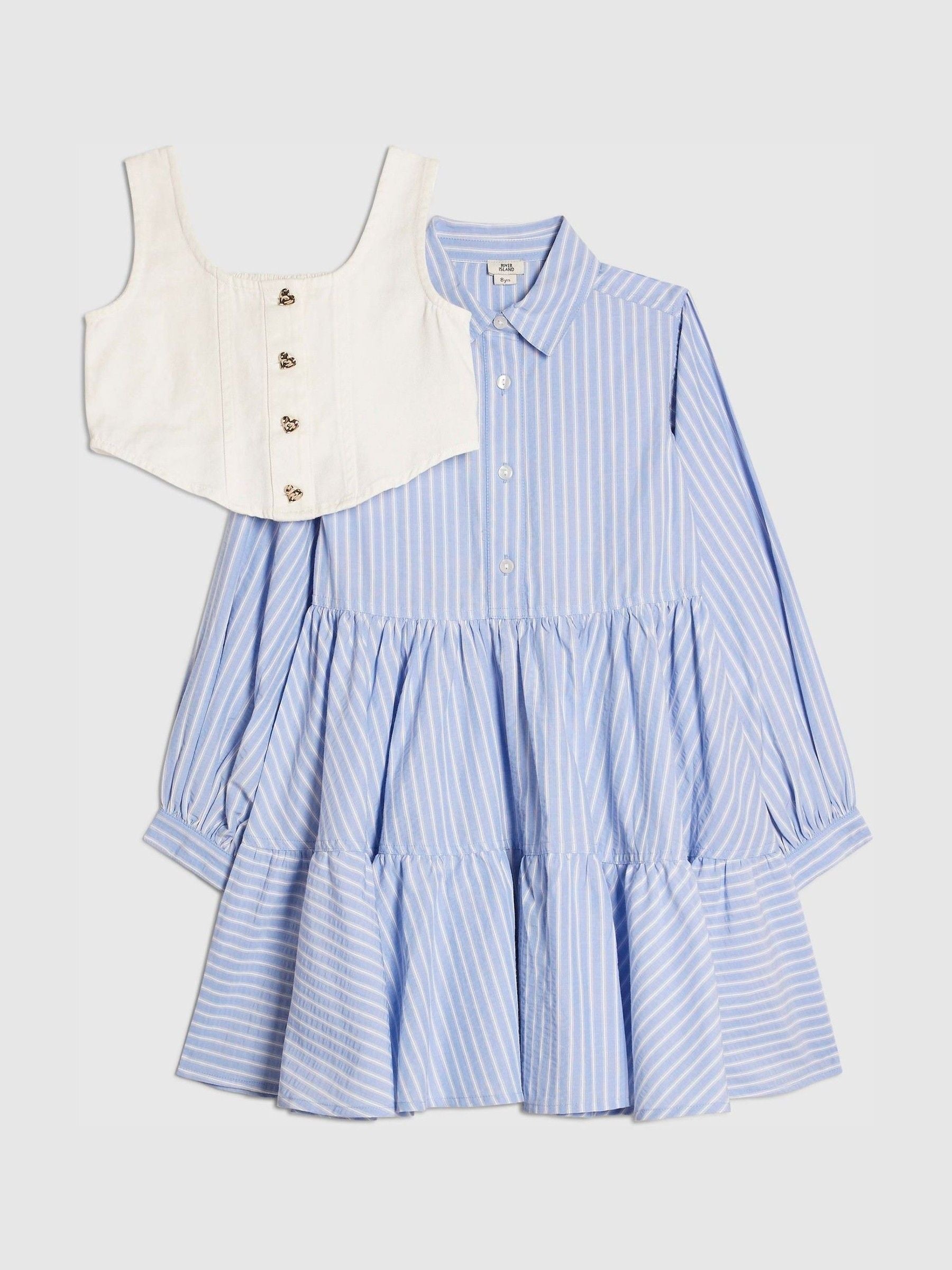 River Island Blue Stripe Hybrid Shirt Dress image 2
